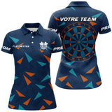 Maillot Fléchettes Personnalisé - Design Bleu & Orange - Polo Femme