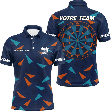 Maillot Fléchettes Personnalisé - Design Bleu & Orange - Polo Homme