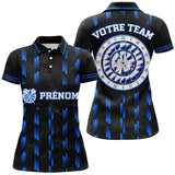 Maillot Fléchettes Personnalisé - Design Bleu Prénom - Polo Femme