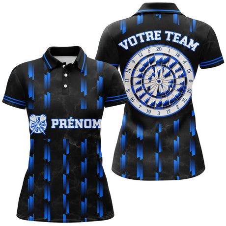 Maillot Fléchettes Personnalisé - Design Bleu Prénom - Polo Femme