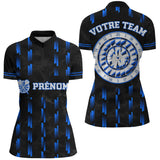 Maillot Fléchettes Personnalisé - Design Bleu Prénom - Polo Zippé Femme