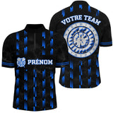 Maillot Fléchettes Personnalisé - Design Bleu Prénom - Polo Zippé Homme