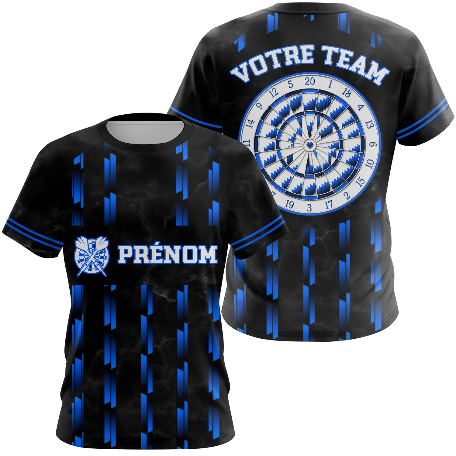 Maillot Fléchettes Personnalisé - Design Bleu Prénom - T-Shirt Femme