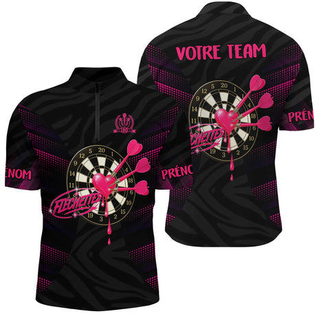 Maillot Fléchettes Personnalisé - Design Cœur 180 - Polo Zippé Homme