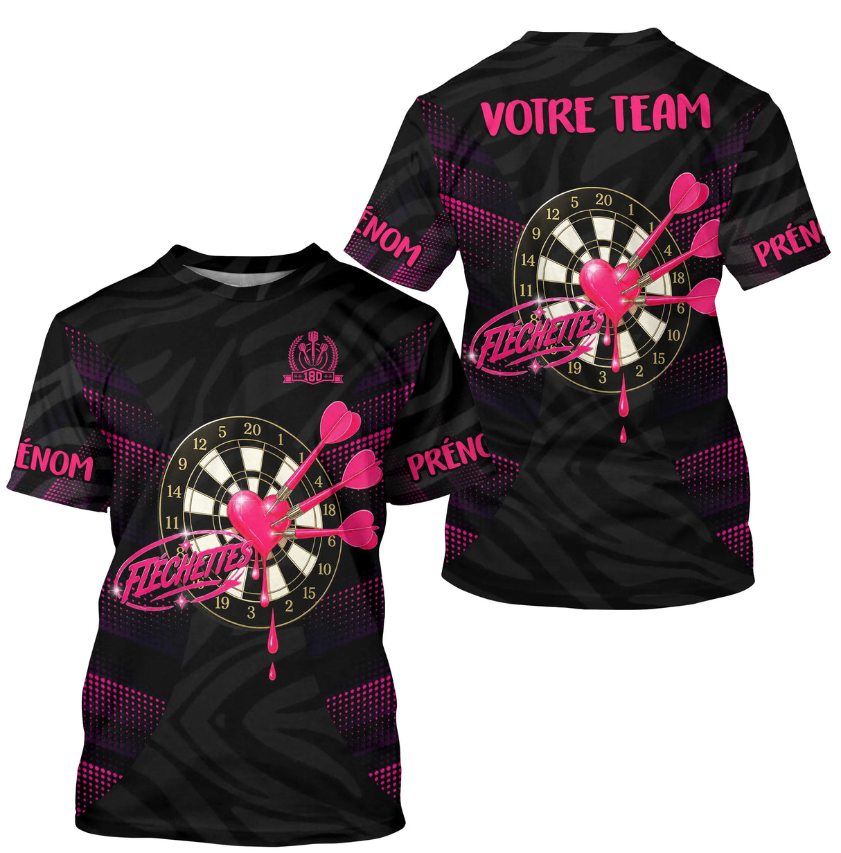Maillot Fléchettes Personnalisé - Design Cœur 180 - T-shirt Homme