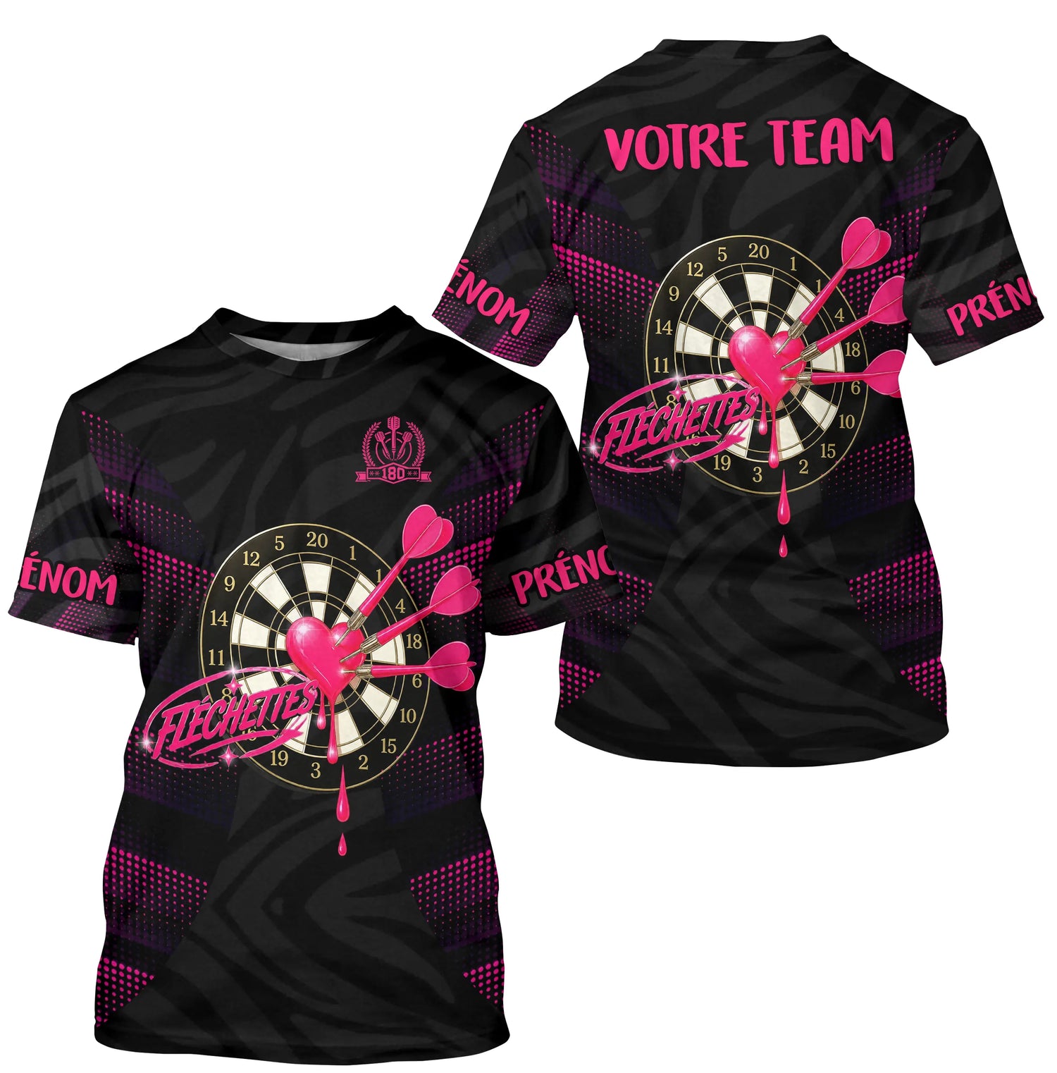 Maillot Fléchettes Personnalisé - Design Cœur 180 - T-shirt Homme
