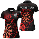 Maillot Fléchettes Personnalisé - Design Flammes Rouge & Noir - Polo Femme