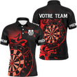 Maillot Fléchettes Personnalisé - Design Flammes Rouge & Noir - Polo Homme
