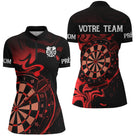 Maillot Fléchettes Personnalisé - Design Flammes Rouge & Noir - Polo Zippé Femme