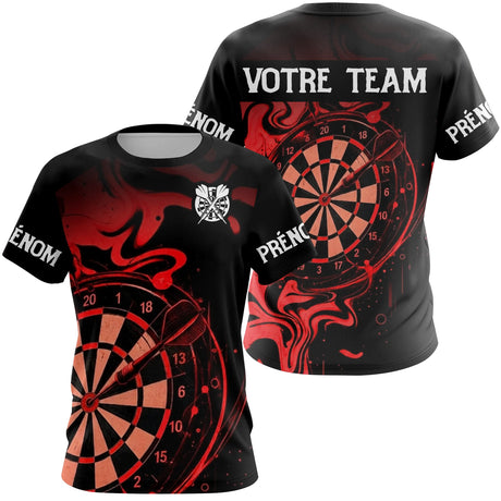 Maillot Fléchettes Personnalisé - Design Flammes Rouge & Noir - T-Shirt Femme