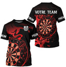 Maillot Fléchettes Personnalisé - Design Flammes Rouge & Noir - T-Shirt Homme