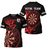 Maillot Fléchettes Personnalisé - Design Flammes Rouge & Noir - T-Shirt Homme