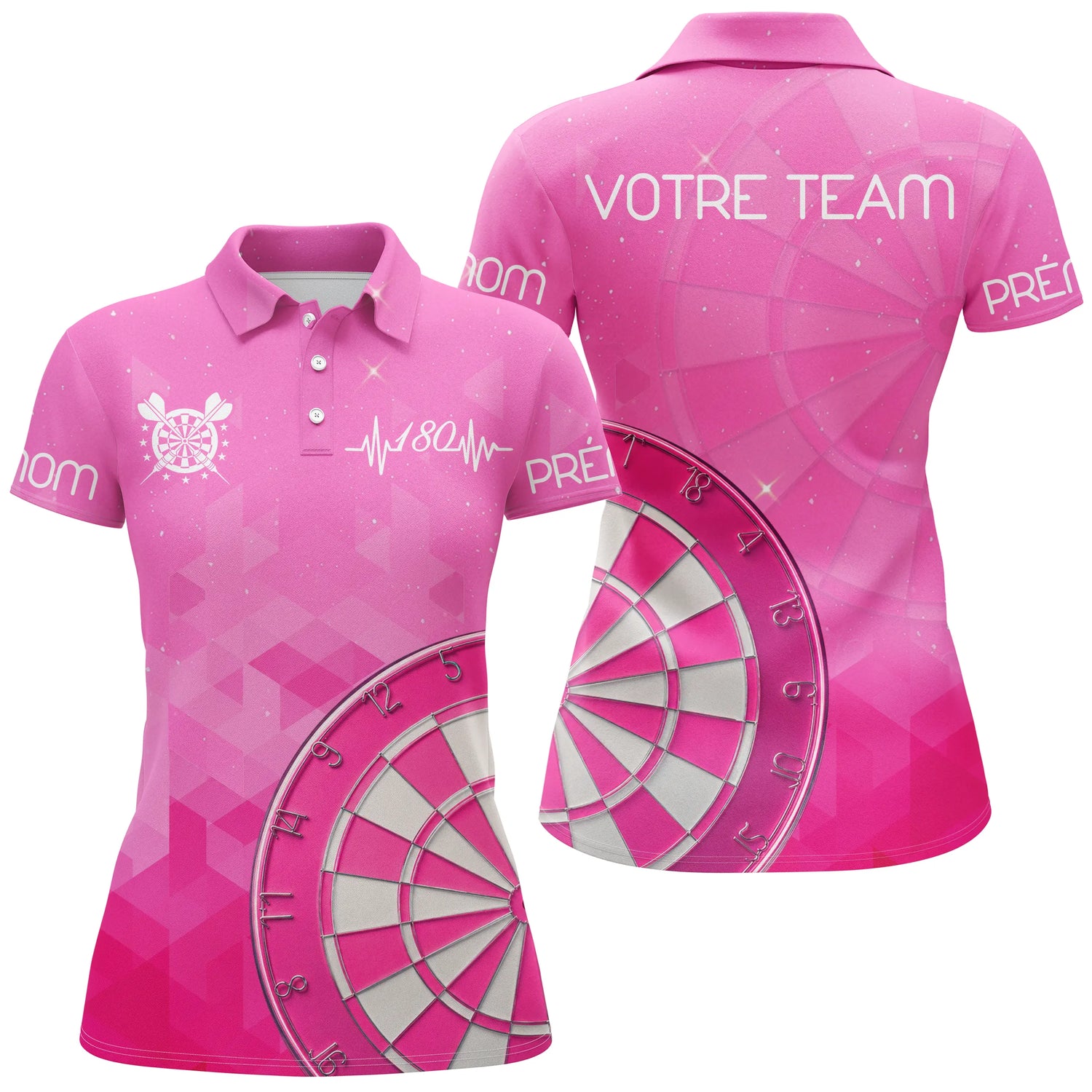 Maillot Fléchettes Personnalisé - Design Roses 180 - Polo Femme