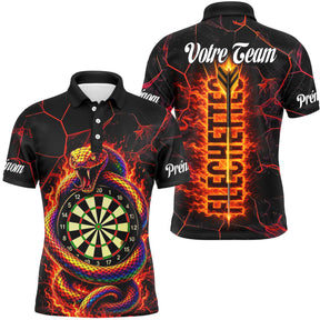 Maillot Fléchettes Personnalisé - Design Serpent de Feu - Polo Homme