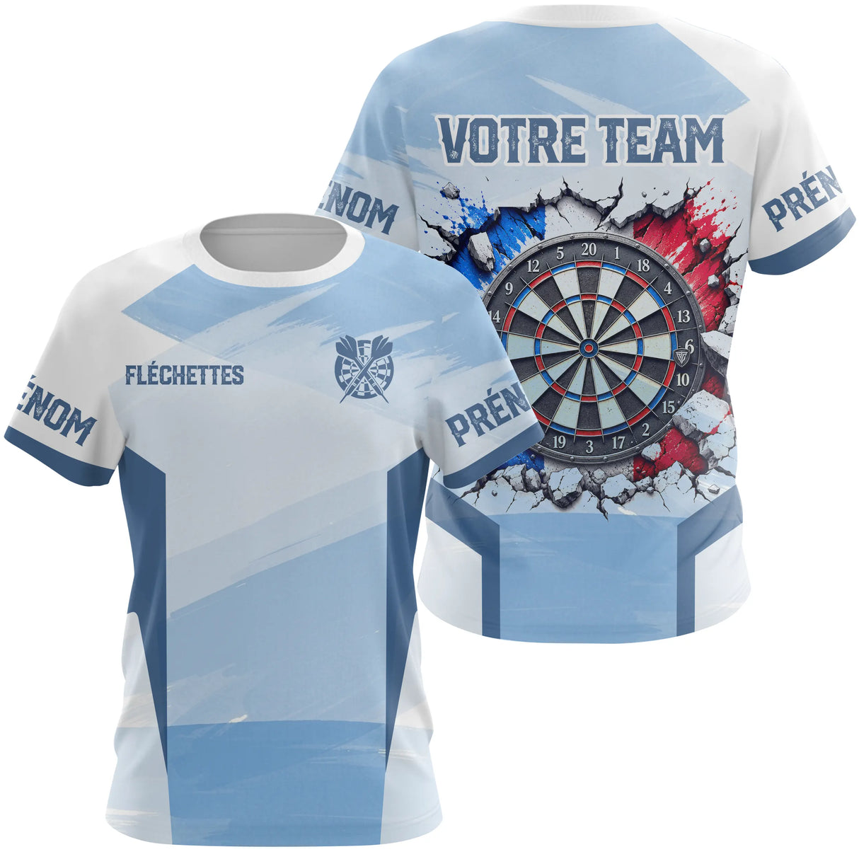 Maillot Fléchettes Personnalisé - Look Équipe Drapeau Français - T-Shirt Femme