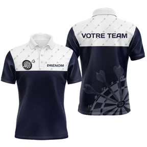 Maillot Fléchettes Personnalisé - Sportif Bleue & Blanche - Polo Homme