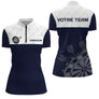 Maillot Fléchettes Personnalisé - Sportif Bleue & Blanche - Polo Zippé Femme