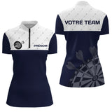Maillot Fléchettes Personnalisé - Sportif Bleue & Blanche - Polo Zippé Femme