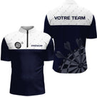 Maillot Fléchettes Personnalisé - Sportif Bleue & Blanche - Polo Zippé Homme