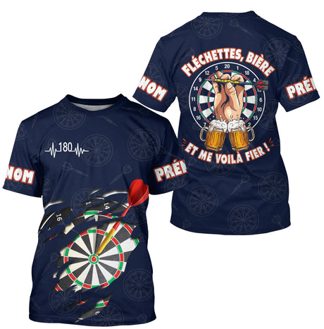 Maillot Fléchettes Personnalisé - Style Bière 180 Marine - T-Shirt Homme