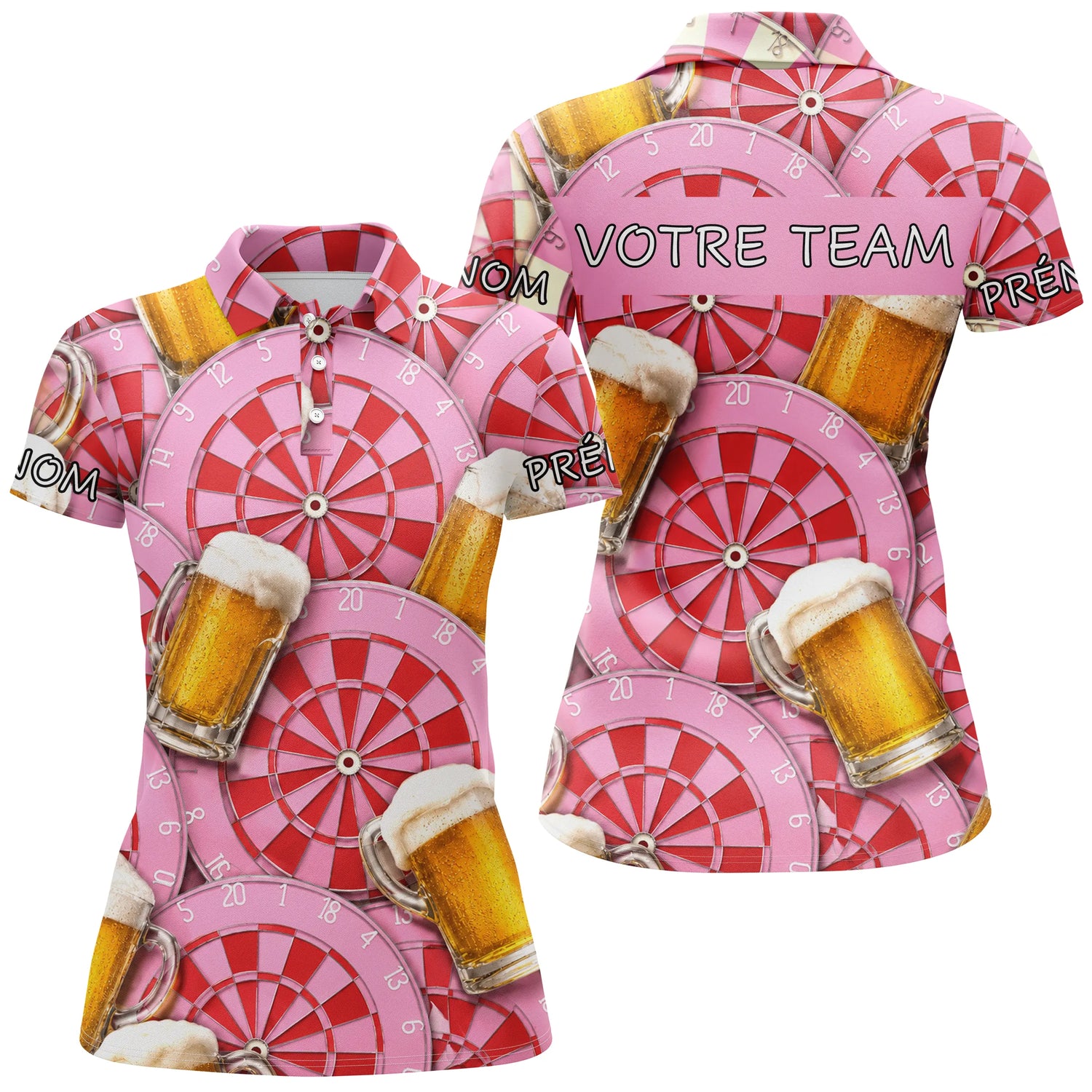 Maillot Fléchettes Personnalisé - Style Rose & Bière - Polo Femme