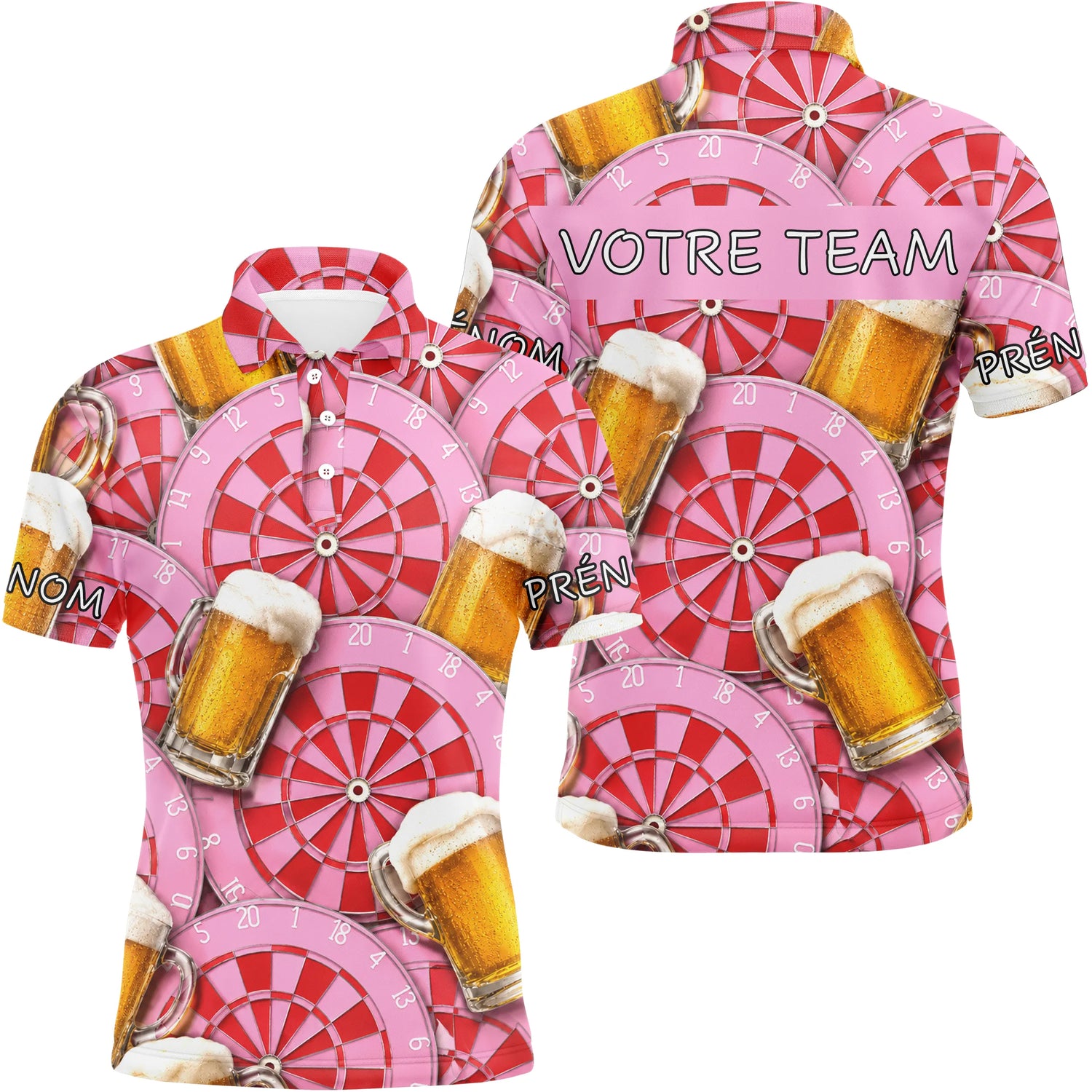 Maillot Fléchettes Personnalisé - Style Rose & Bière - Polo Homme