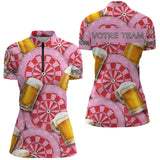 Maillot Fléchettes Personnalisé - Style Rose & Bière - Polo Zippé Femme