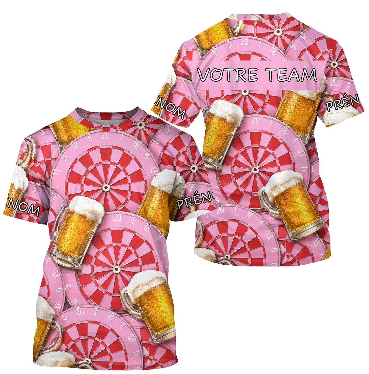 Maillot Fléchettes Personnalisé - Style Rose & Bière - T-Shirt Homme