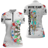 Maillot Fléchettes Personnalisé - Style Splash Multicolore - Polo Zippé Femme