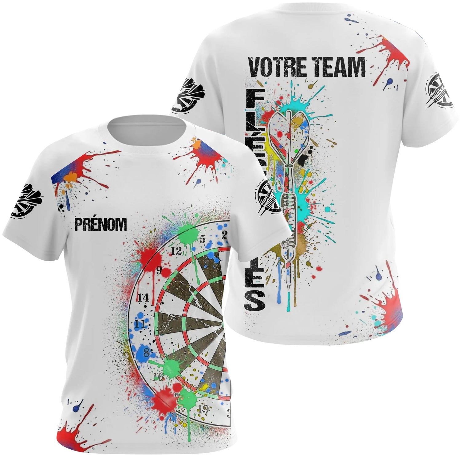 Maillot Fléchettes Personnalisé - Style Splash Multicolore - T-Shirt Femme
