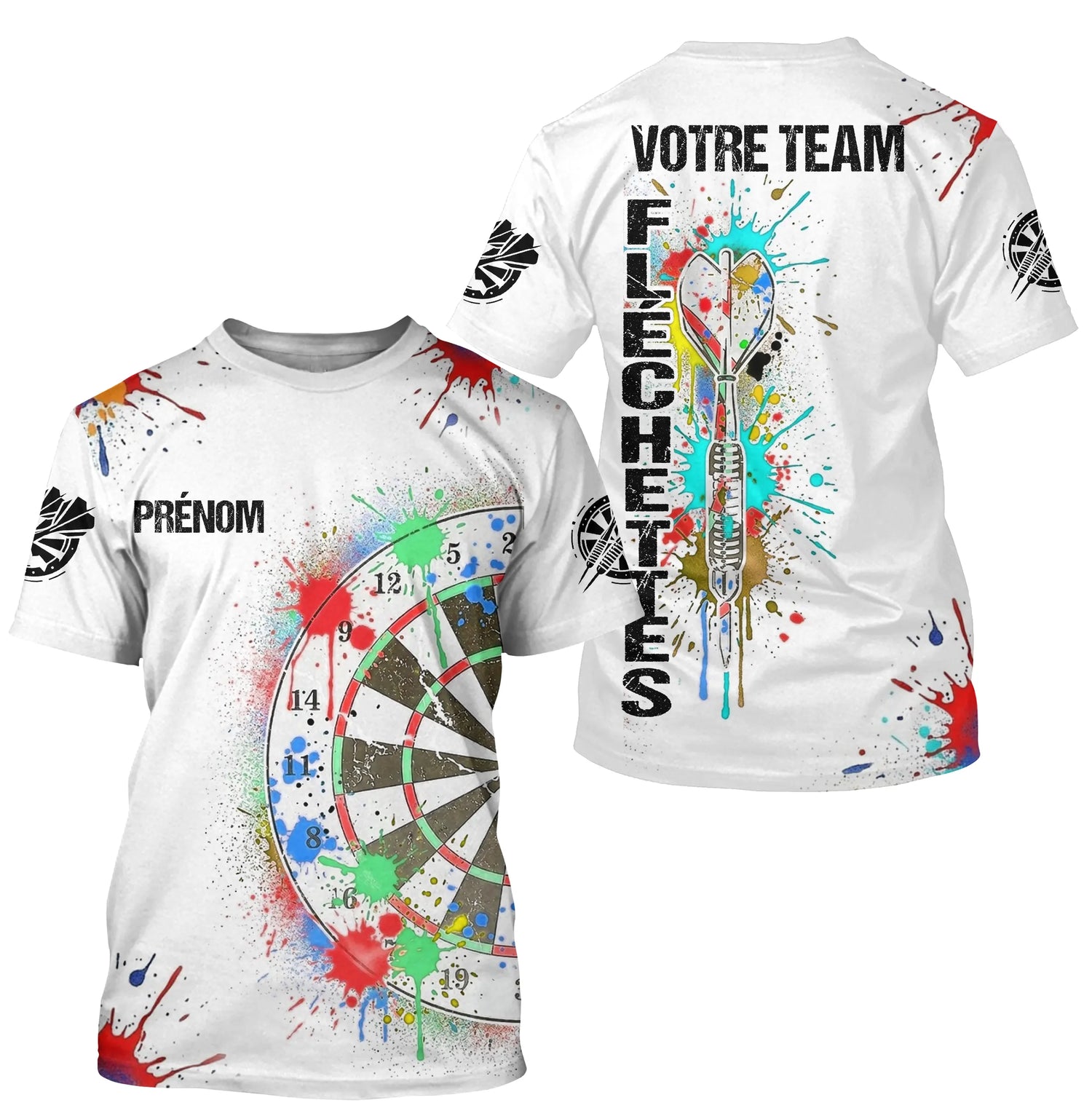 Maillot Fléchettes Personnalisé - Style Splash Multicolore - T-Shirt Homme