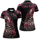 Maillot Fléchettes Personnalisé - Tête de Mort & Roses - Polo Femme