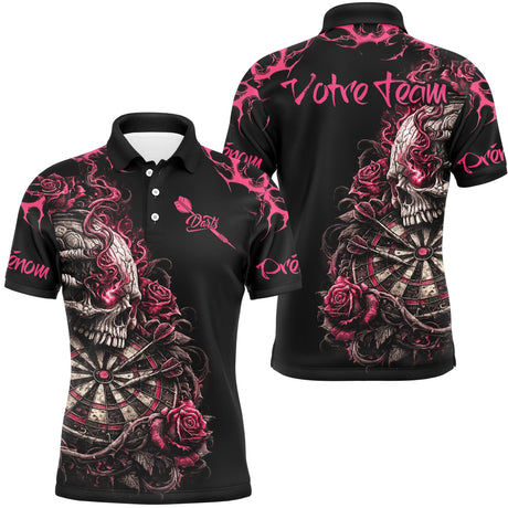 Maillot Fléchettes Personnalisé - Tête de Mort & Roses - Polo Homme