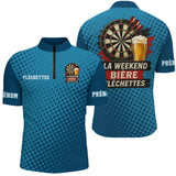 Maillot Fléchettes Personnalisé Bleu - Bière & Humour - Polo Zippé Homme