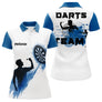 Maillot Fléchettes Personnalisé Bleu - Style Sportif Cible - Polo Femme
