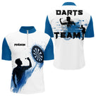 Maillot Fléchettes Personnalisé Bleu - Style Sportif Cible - Polo Zippé Homme