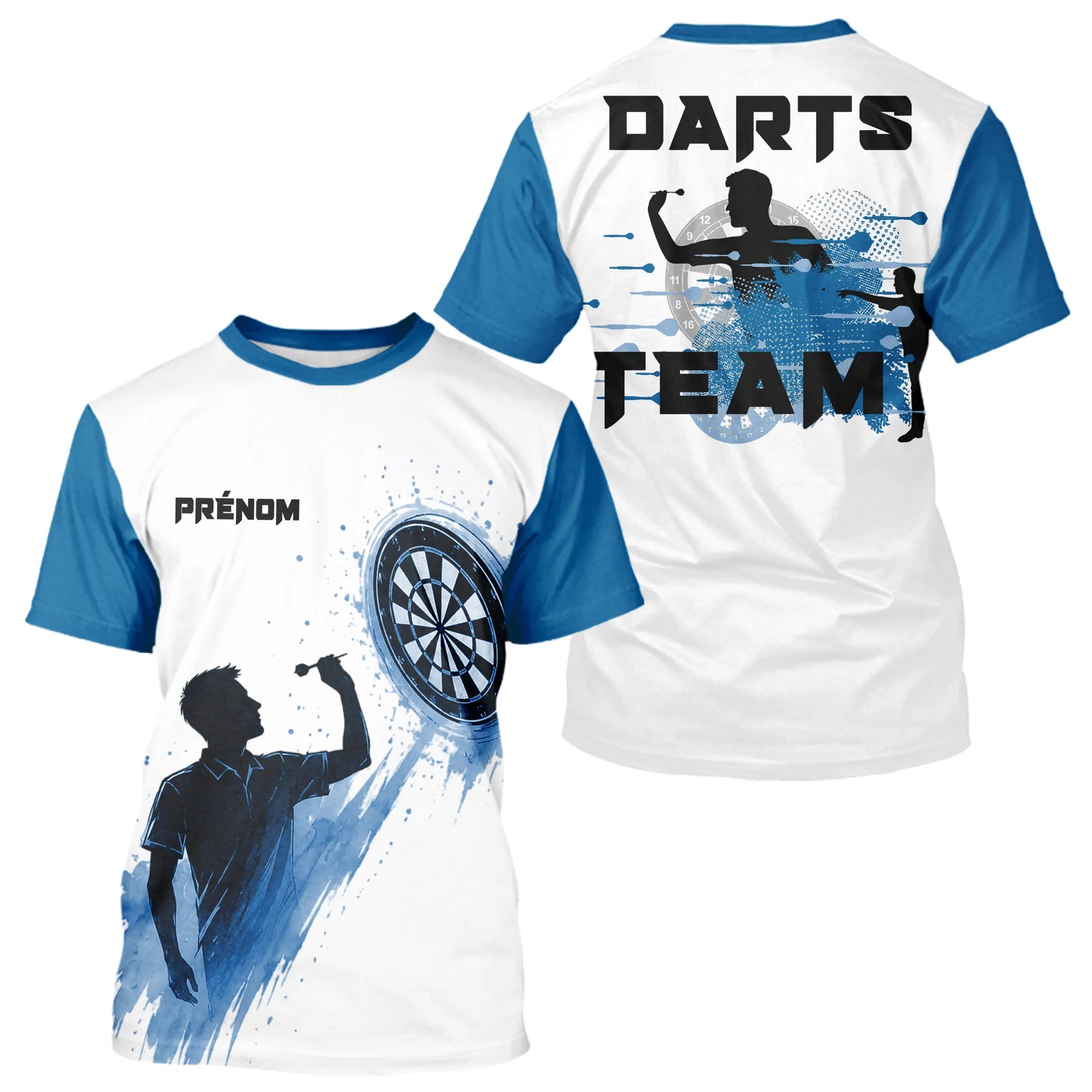 Maillot Fléchettes Personnalisé Bleu - Style Sportif Cible - T-Shirt Homme