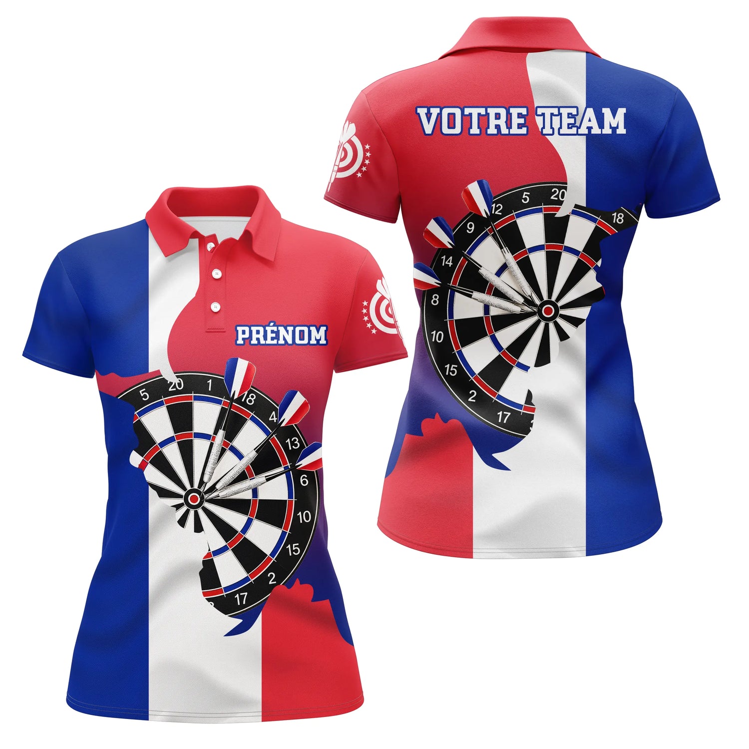 Maillot Fléchettes Personnalisé – Carte de France & Cible - Polo Femme