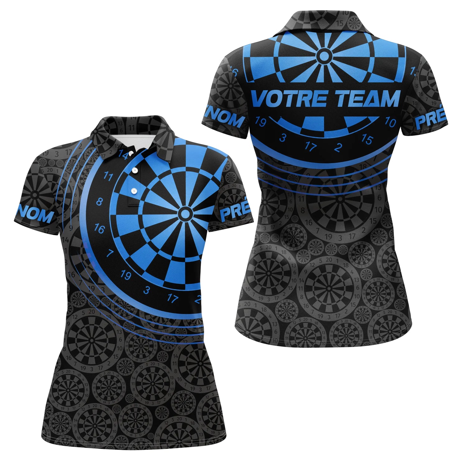 Maillot Fléchettes Personnalisé – Cible Bleue Graphique - Polo Femme