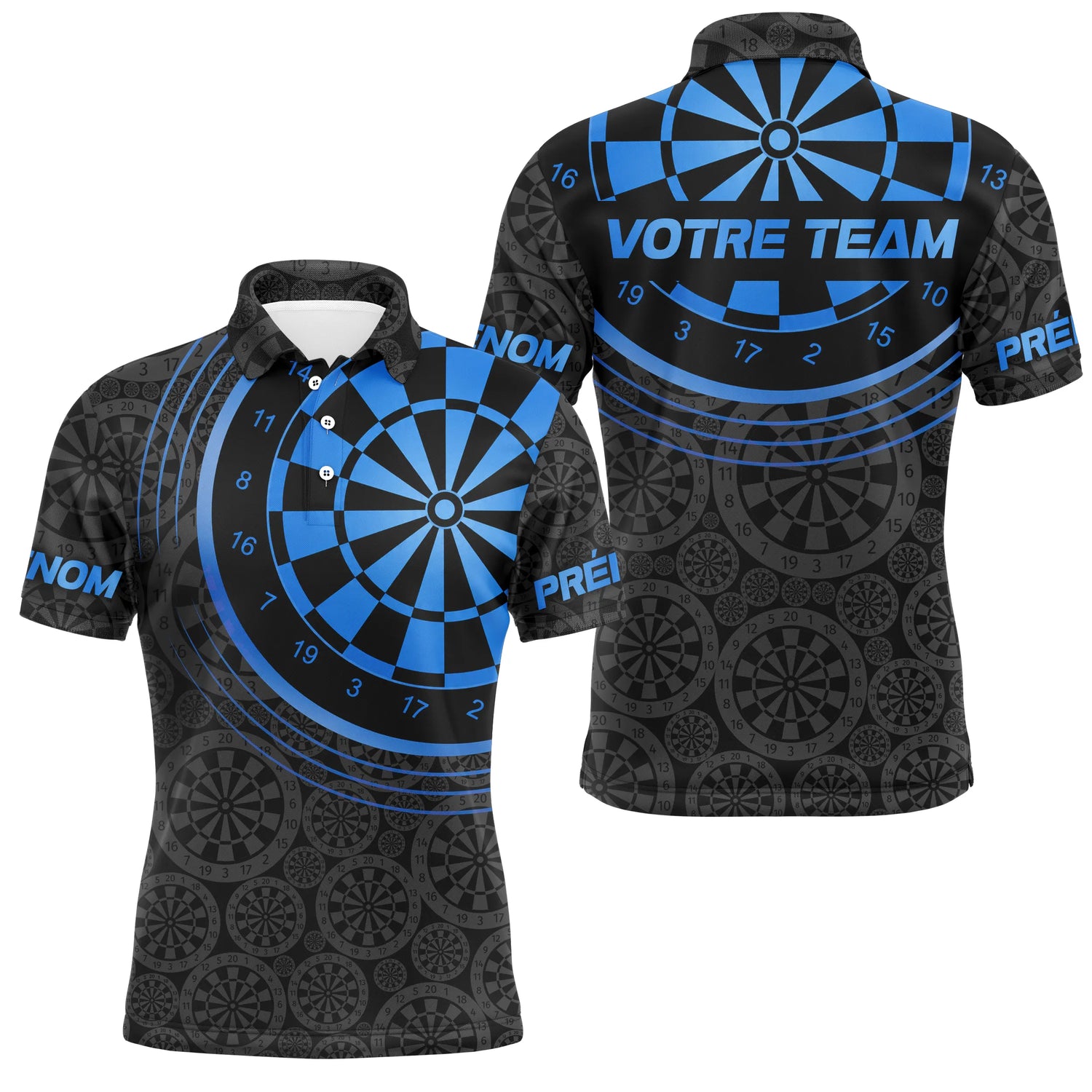 Maillot Fléchettes Personnalisé – Cible Bleue Graphique - Polo Homme