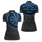 Maillot Fléchettes Personnalisé – Cible Bleue Graphique - Polo Zippé Femme