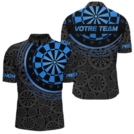 Maillot Fléchettes Personnalisé – Cible Bleue Graphique - Polo Zippé Homme