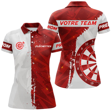 Maillot Fléchettes Personnalisé Club - Rouge et Blanc - Polo Femme