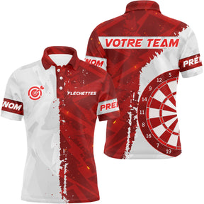 Maillot Fléchettes Personnalisé Club - Rouge et Blanc - Polo Homme