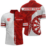 Maillot Fléchettes Personnalisé Club - Rouge et Blanc - Polo Zippé Homme