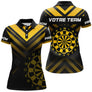 Maillot Fléchettes Personnalisé – Style Performance Noir & Jaune - Polo Femme