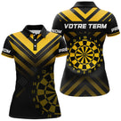 Maillot Fléchettes Personnalisé – Style Performance Noir & Jaune - Polo Femme