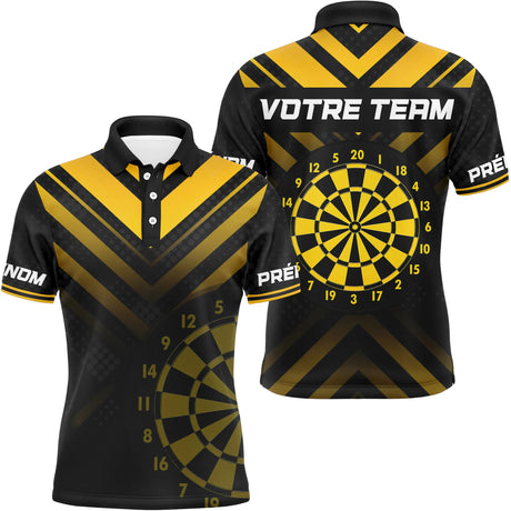 Maillot Fléchettes Personnalisé – Style Performance Noir & Jaune - Polo Homme