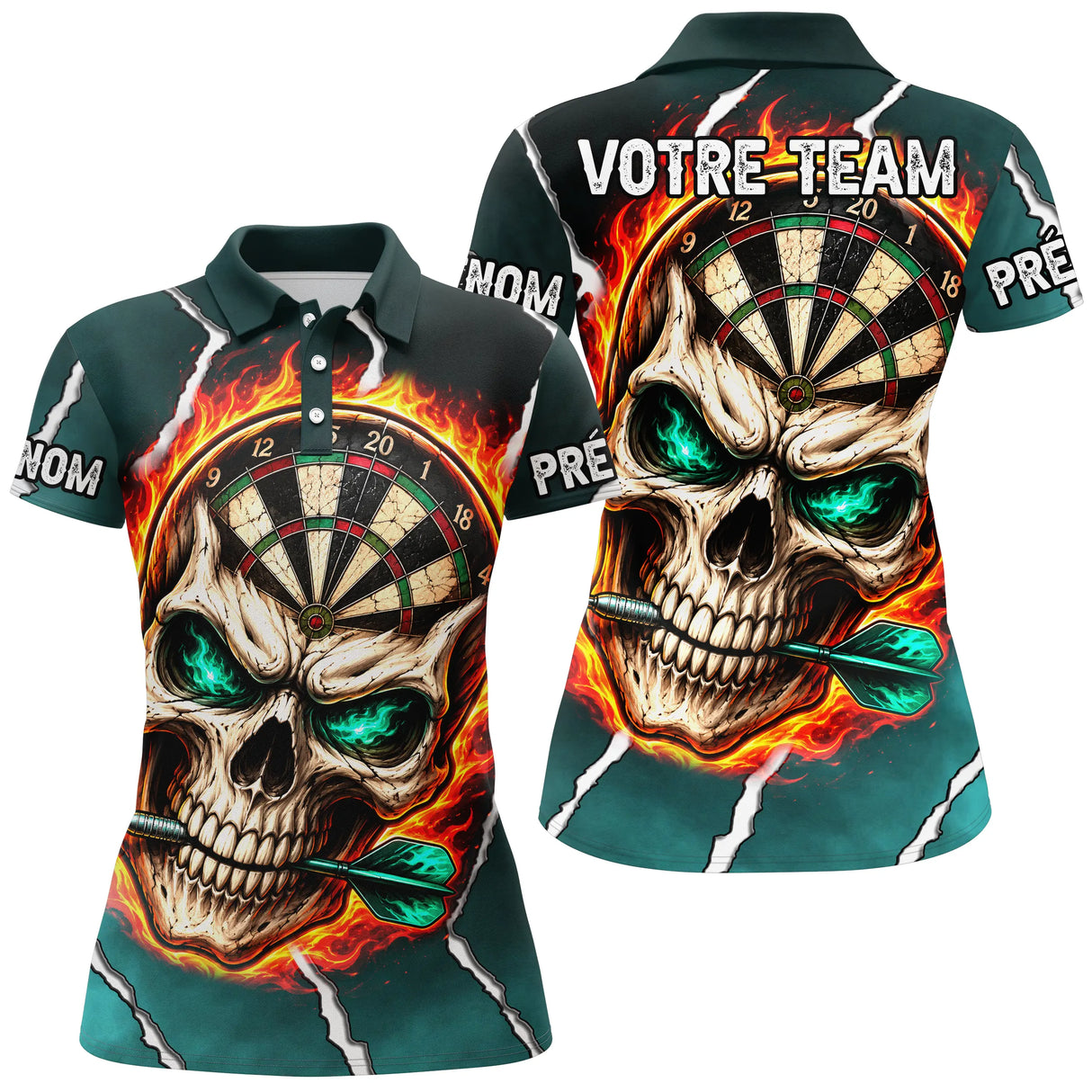 Maillot Fléchettes Personnalisé – Style Skull Flamboyant - Polo Femme