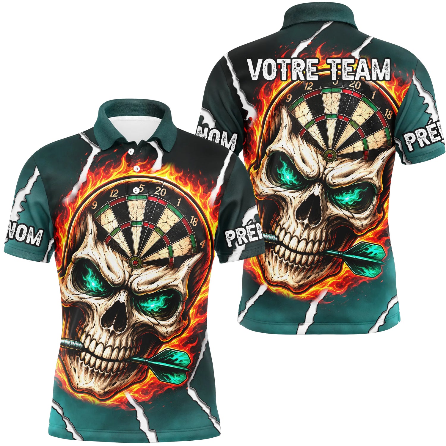 Maillot Fléchettes Personnalisé – Style Skull Flamboyant - Polo Homme